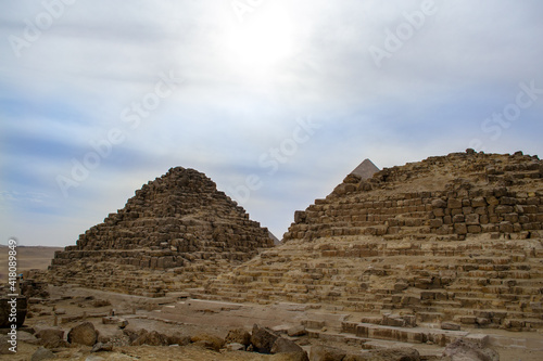 Cairo  Egypt - 09 Feb 2021. Great pyramids of ancient Egypt in Giza  Cairo