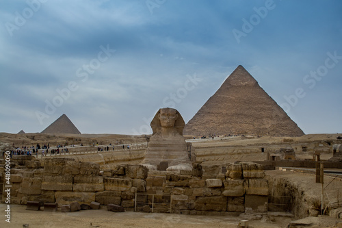 Cairo, Egypt - 03 Feb 2021. Great pyramids of ancient Egypt in Giza, Cairo