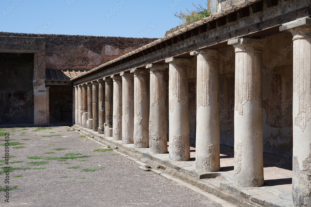 Pompeii famous ancient city archaeological site near Mount Vesuv, popular tourist guided tour destination, Pompei, Italy