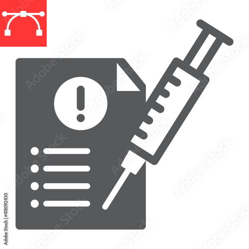 Mandatory vaccination glyph icon, covid-19 and injection, mandatory vaccine vector icon, vector graphics, editable stroke solid sign, eps 10.