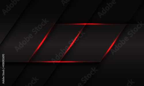 Abstract red light line shadow slash overlap on dark grey metallic design modern technology futuristic background vector illustration.