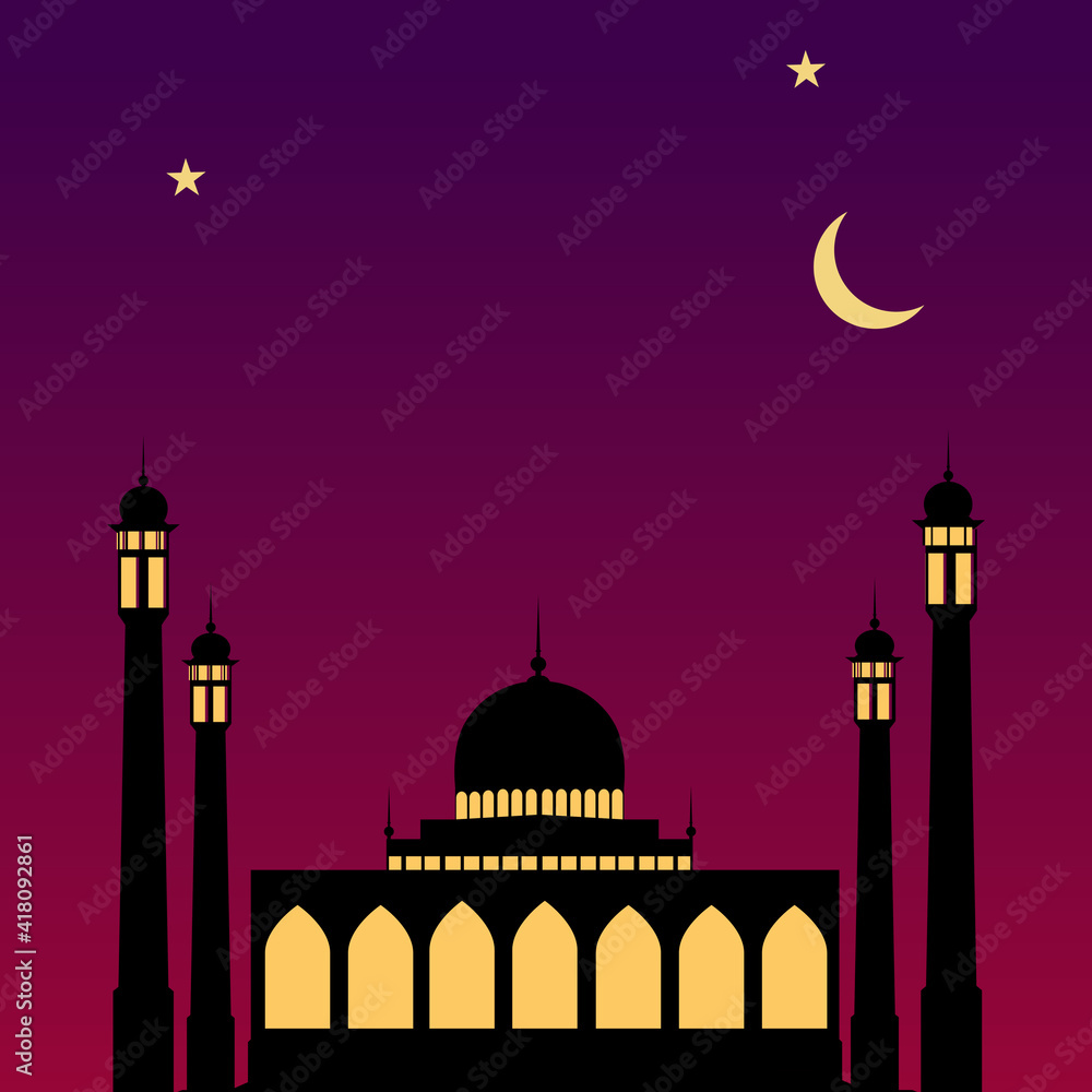 Ramadan Mubarak Background Template with Mosque vector design template