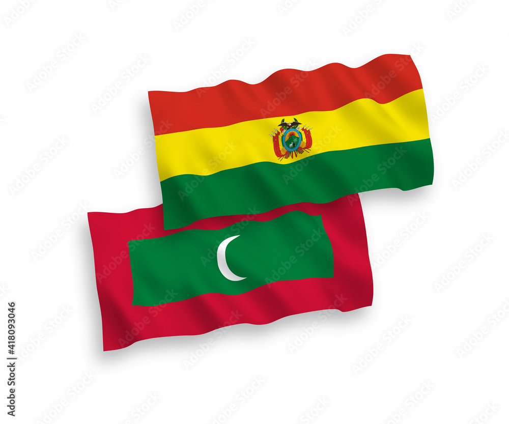 Obraz premium Flags of Bolivia and Maldives on a white background