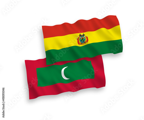 Flags of Bolivia and Maldives on a white background