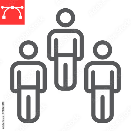 Herd immunity line icon, social and community, people vector icon, vector graphics, editable stroke outline sign, eps 10.