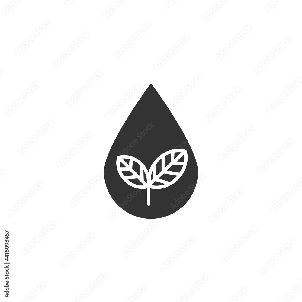 Drop with leaves icon isolated on white background. Hydrating symbol modern, simple, vector, icon for website design, mobile app, ui. Vector Illustration Drop with leaves icon isolated on white background. Hydrating symbol modern, simple, vector, icon for website design, mobile app, ui. Vector Illustration