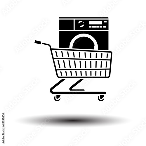 Shopping Cart With Washing Machine Icon