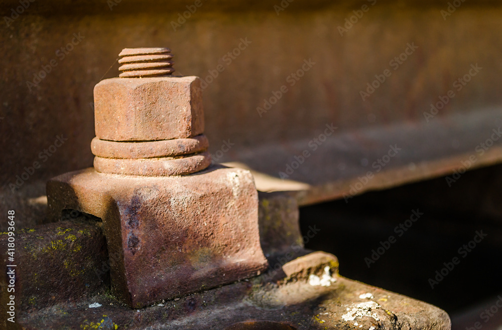 Old screws on slippers, railway sleepers, railway sleepers in the railway station Petrovaradin, Novi Sad, Serbia Old screws on slippers, railway sleepers, railway sleepers in the railway station Petrovaradin, Novi Sad, Serbia