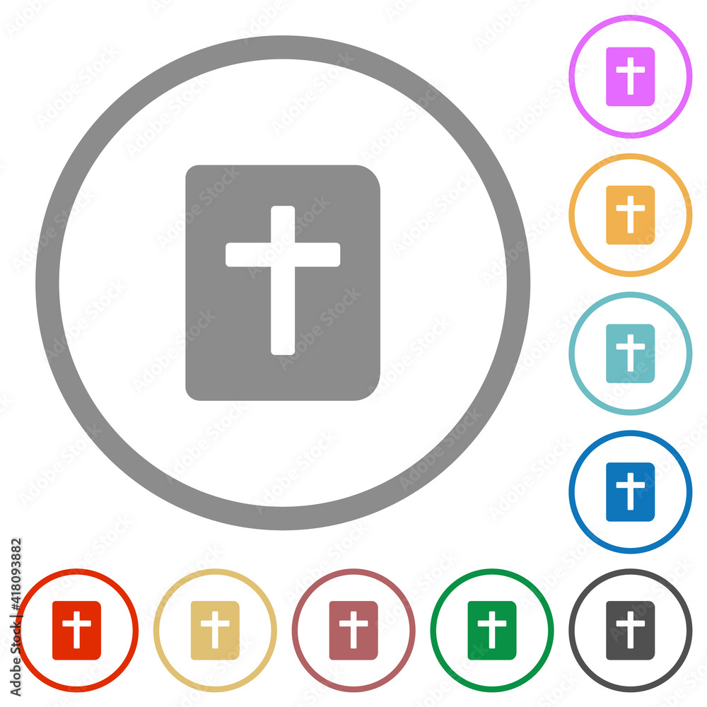 Holy bible flat icons with outlines Holy bible flat icons with outlines
