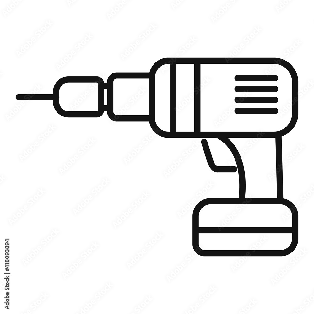 Electric drill icon. Outline electric drill vector icon for web design isolated on white background Electric drill icon. Outline electric drill vector icon for web design isolated on white background