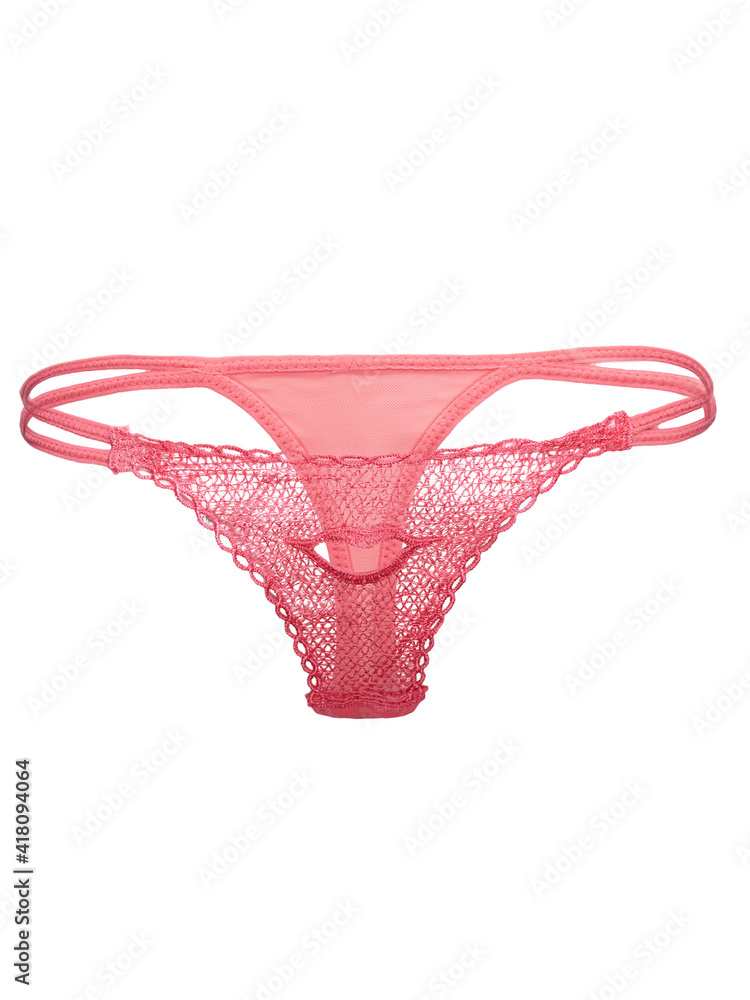 Foto de Subject shot of pink mesh thongs with vent hole in the