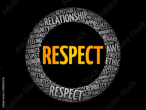 Respect word cloud collage, concept background