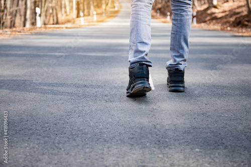 Man walking on the road