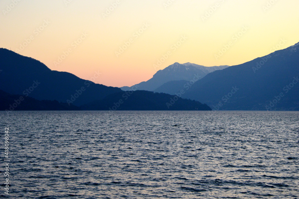 Colourful sunset on Lake Como, Italy 