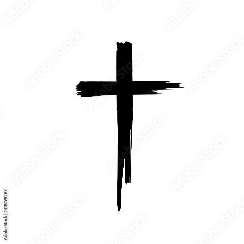 Black blotted cross. Vector illustration