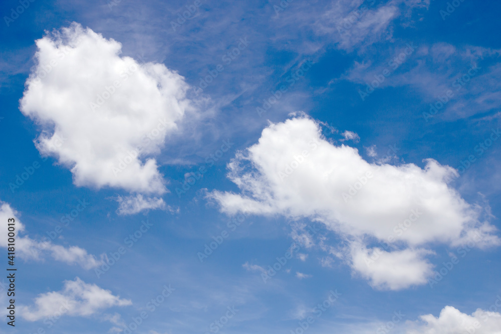 blue sky background with tiny clouds.