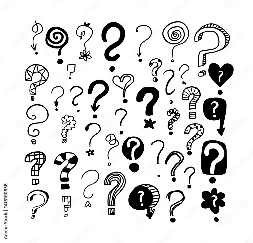 collection of question marks doodling sketched collection of question marks doodling sketched