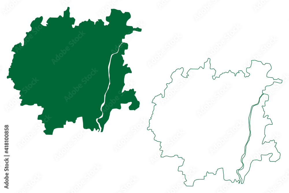 Jehanabad district (Bihar State, Magadh division, Republic of India) map vector illustration, scribble sketch Jehanabad map