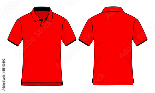 Two Tone Polo Shirt Design Red-Black With Front Short, Back Long Hem Vector.
