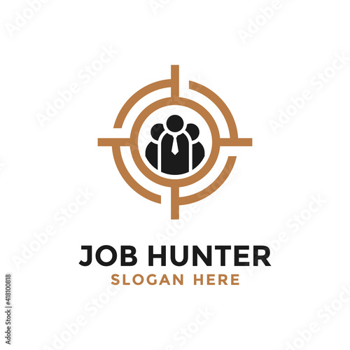 Job hunter logo design template.Creative concept of find job vector illustration