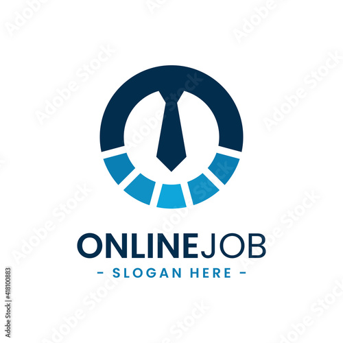 Online job logo design template.Creative concept of digital find job vector illustration.