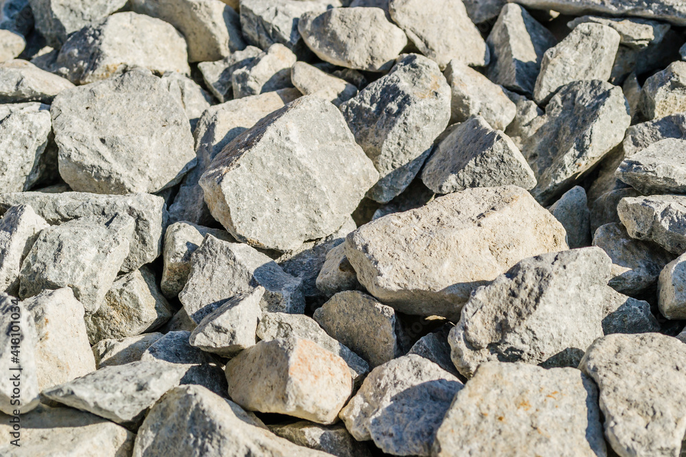 Crushed stone on the railway line in Petrovaradin, Novi Sad, Serbia. 