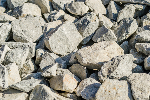 Crushed stone on the railway line in Petrovaradin, Novi Sad, Serbia. 