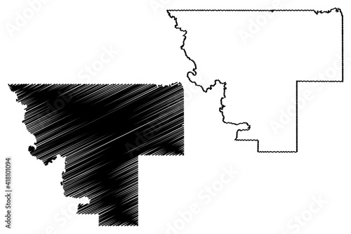 Kiowa County, Oklahoma State (U.S. county, United States of America, USA, U.S., US) map vector illustration, scribble sketch Kiowa map photo