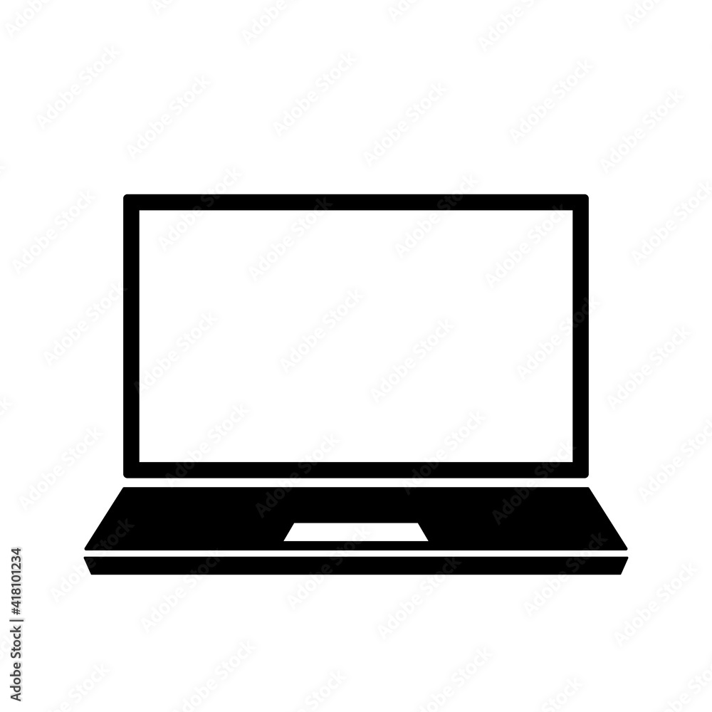 open working laptop. computer icon in flat style open working laptop. computer icon in flat style