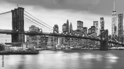 a magnificent view of the lower Manhattan and Brooklyn Bridge, New York City © maramas