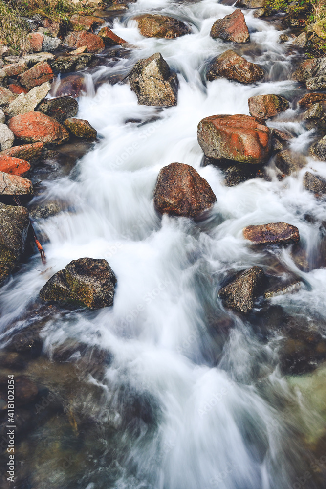 Rapid mountain river in the forest. Rapid mountain river in the forest.
