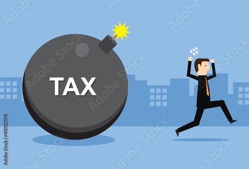 Business people run away from tax bombs