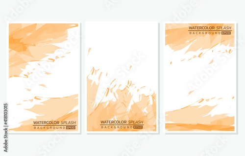 Abstract orange watercolor splash background isolated.Design for invitation card,background,template,brochure,flyer,presentation,postcard,banner,business card,wallpaper.Vector illustration texture des