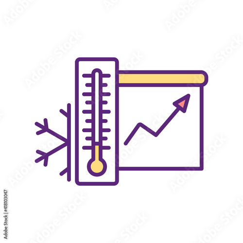 Seasonal disease activity prevalence RGB color icon. Infectious disease and low weather temperature. Seasonal flu. Acute respiratory infection during fall and winter. Isolated vector illustration