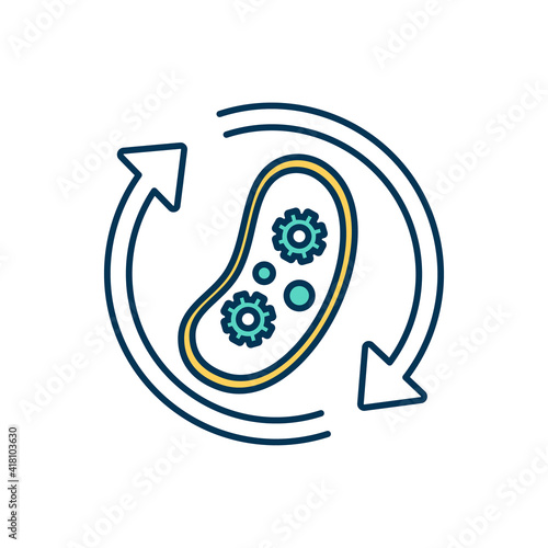 Biological process RGB color icon. Life forms persistence and transformation. Cell growth, maintenance. Microscopic organism. Biology, evolution. Living organism process. Isolated vector illustration