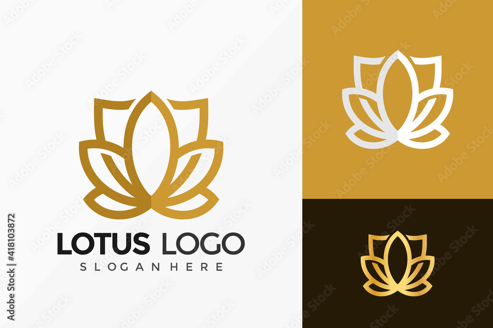 Gold Lotus Shield Logo Vector Design. Abstract emblem, designs concept, logos, logotype element for template. Gold Lotus Shield Logo Vector Design. Abstract emblem, designs concept, logos, logotype element for template.