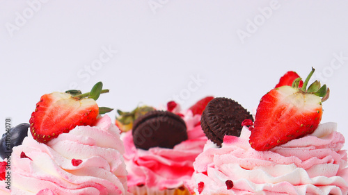 strawberry ice cream with chocolate photo