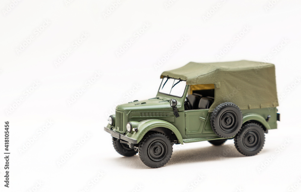 A miniature model of a Russian car. Retro Car Toy