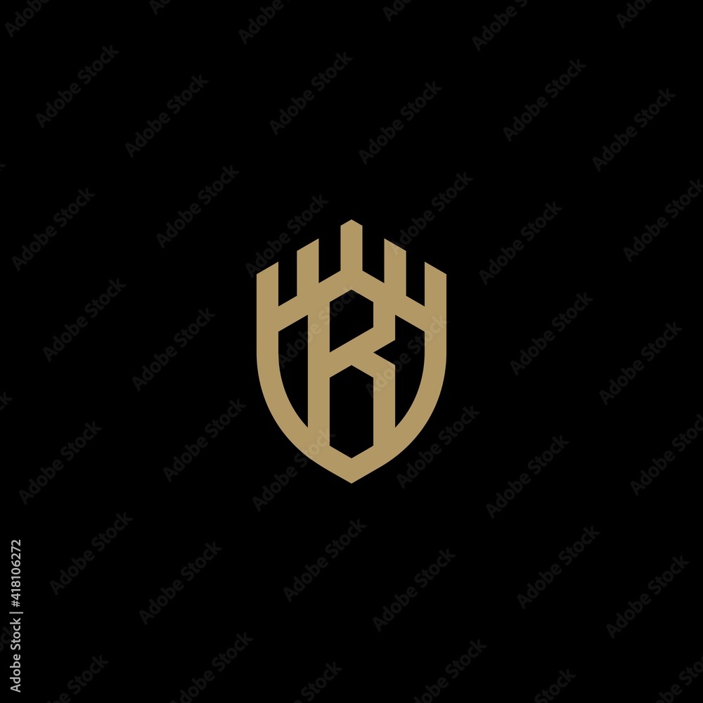 Letter R monogram. Crown Shield logo Elegant minimal logo design Letter R monogram. Crown Shield logo Elegant minimal logo design