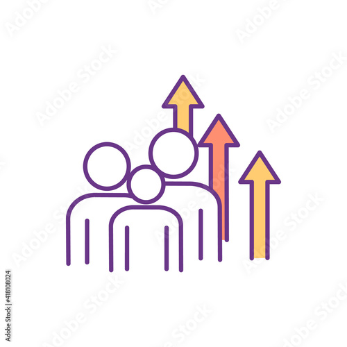 Family development RGB color icon. Strengthening family bonds. Changes in familial relations. Parent-child relationship. Strong intimate connection between members. Isolated vector illustration