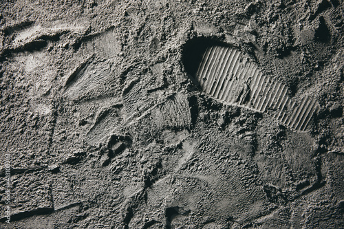 Bild auf Leinwand Top view of a footprint on the moon