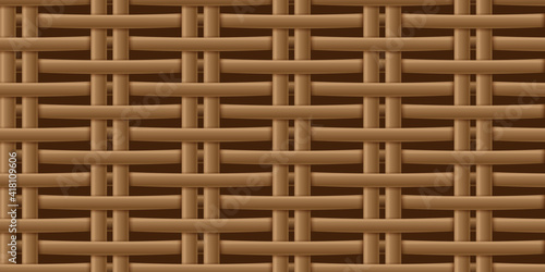 Decorative wooden textured basket weaving background. Seamless woven vector pattern