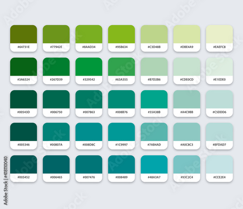 Green blue aquamarine Color Palette with Hex