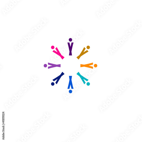 Colorful People Together sign, symbol, artwork isolated on white