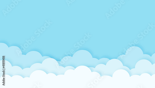 Cloud with the blue sky cartoon paper cut style background vector illustration.