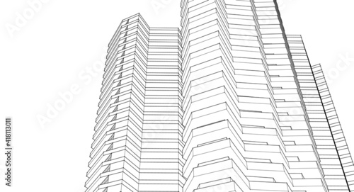 modern architecture house with balconies 3d rendering