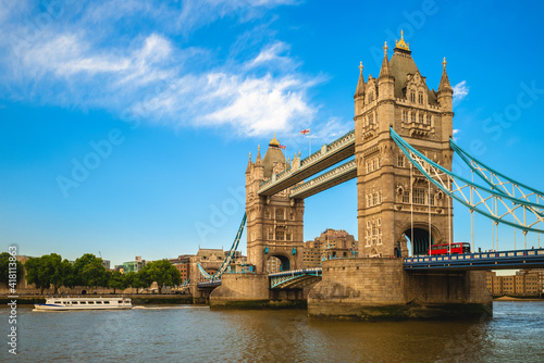 Tower Bridge by river thames  in London, england, UK