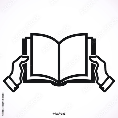 Hands opening white book with blank pages mockup. Arm in shirt holding clear magazine template mock up. Man reading double-pages book first person view. Mag layout spread.