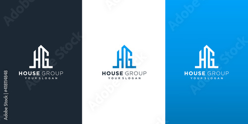 letter hg home logo design vector