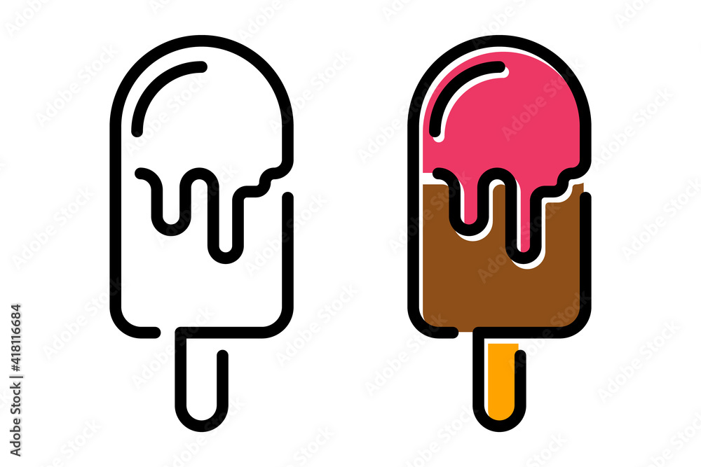 Ice cream line icon on white background. Outline design vector illustration. Ice cream line icon on white background. Outline design vector illustration.
